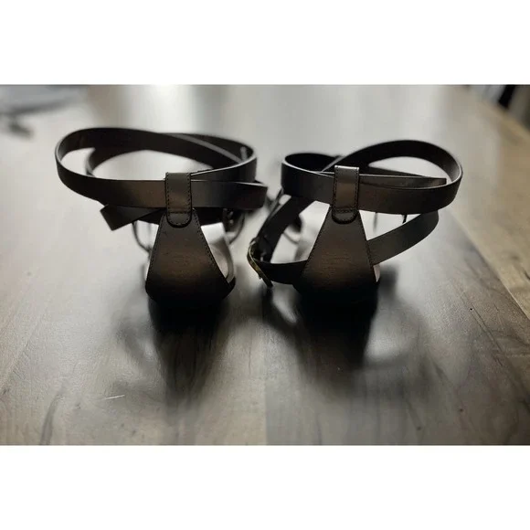 Gucci Bronze Leather Ankle Wrap Sandals Size 39 US Size 9 Made In Italy - Picture 9 of 12